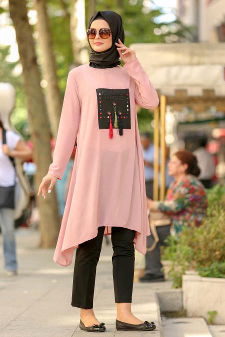Rose Poudré - Nayla Collection - Tunique Hijab 76730PD - 1