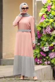 Rose Poudré-Neva Style-Hijab Robe-11073PD - Thumbnail