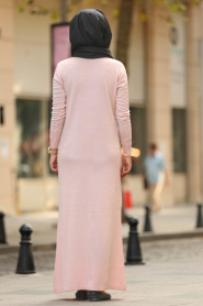 Rose Poudré - Neva Style - Robe En Tricot Hijab 15369PD - Thumbnail