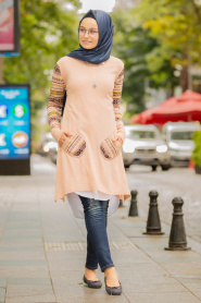 Rose Poudré - Neva Style - Tunique En Tricot Hijab 15367PD - Thumbnail