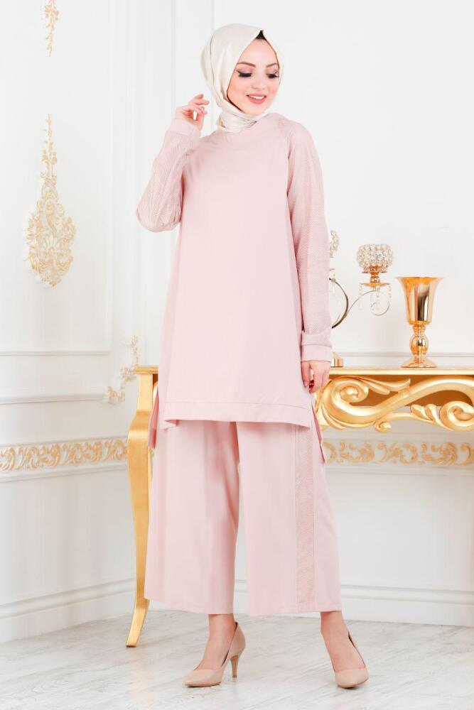 Rose Poudré-New Kenza- Combination Hijab 51141PD - 1