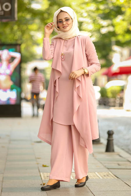 Rose Poudré - New Kenza - Nayla Collection Robe Hijab 51131PD
