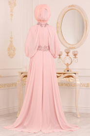 Rose Poudré- Tesettürlü Abiye Elbise - Robe de Soirée Hijab 18630PD - Thumbnail