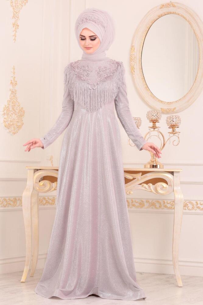 Rose Poudré- Tesettürlü Abiye Elbise - Robe de Soirée Hijab 20670PD - 1
