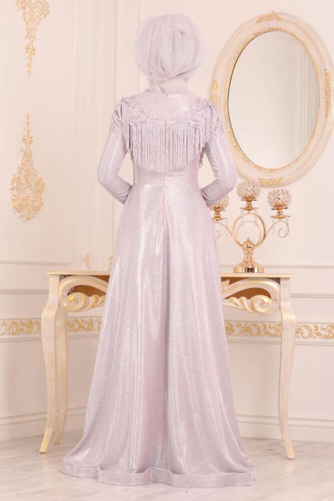 Rose Poudré- Tesettürlü Abiye Elbise - Robe de Soirée Hijab 20670PD - 2