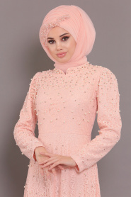 Rose Poudré-Tesettürlü Abiye Elbise - Robe de Soirée Hijab 3130PD - Thumbnail