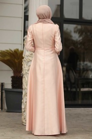 Rose Poudré-Tesettürlü Abiye Elbise - Robe de Soirée Hijab 3755PD - Thumbnail