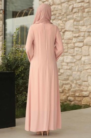 Rose Poudré - Tesettürlü Abiye Elbise - Robe de Soirée Hijab - 39052PD - Thumbnail
