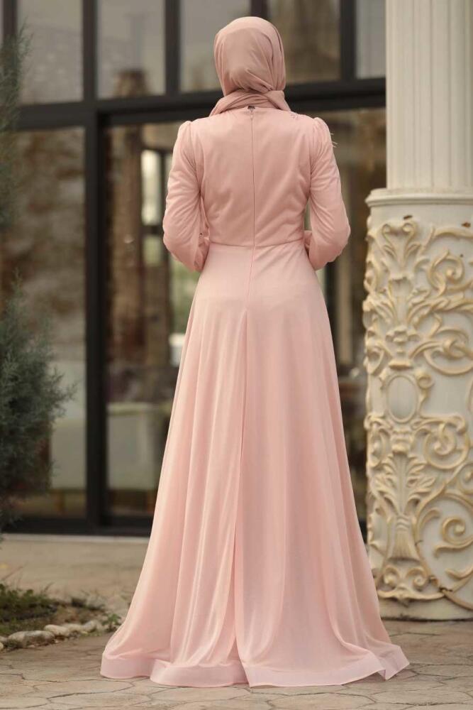 Rose Poudré - Tesettürlü Abiye Elbise - Robe de Soirée Hijab - 39210PD - 2