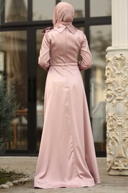 Rose Poudré - Tesettürlü Abiye Elbise - Robe de Soirée Hijab - 39620PD - Thumbnail
