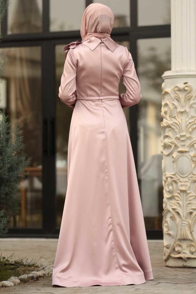 Rose Poudré - Tesettürlü Abiye Elbise - Robe de Soirée Hijab - 39620PD - 2