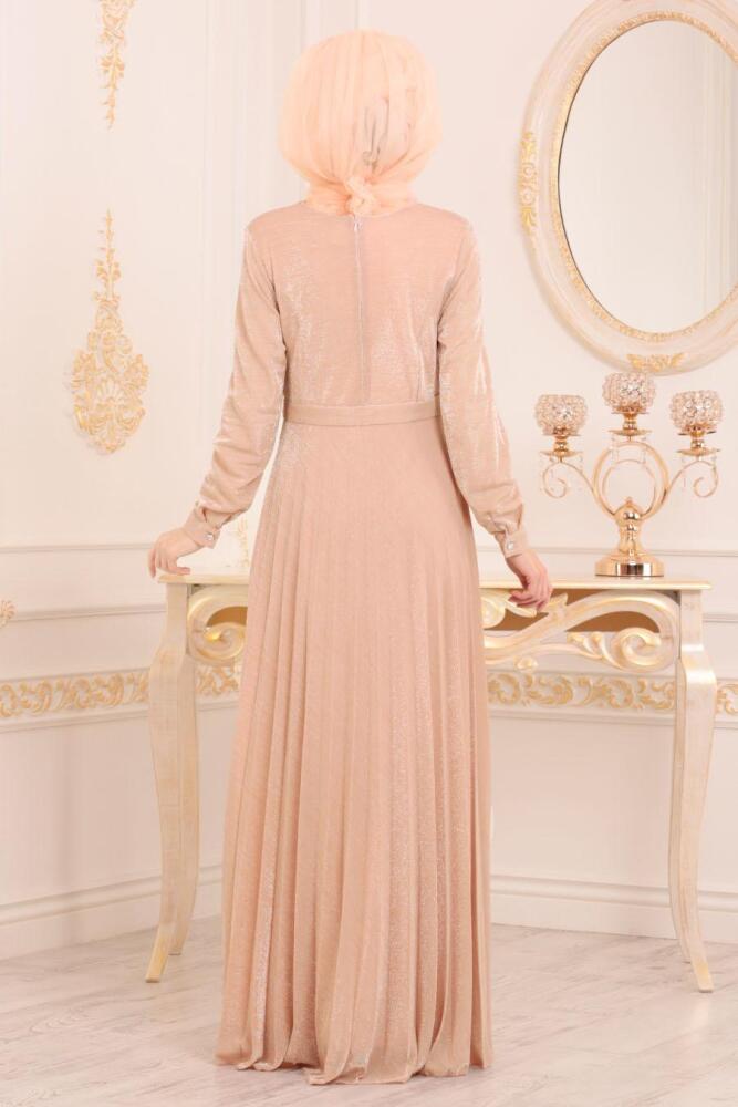 Rose Poudré-Tesettürlü Abiye Elbise -Robe de Soirée Hijab 8472PD - 2