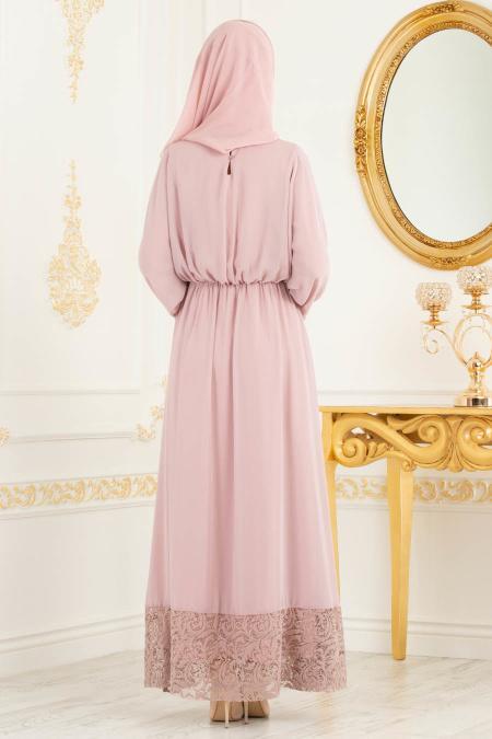 Rose Poudré - Tesettürlü Abiye Elbise - Robes de Soiré 37581PD - 4