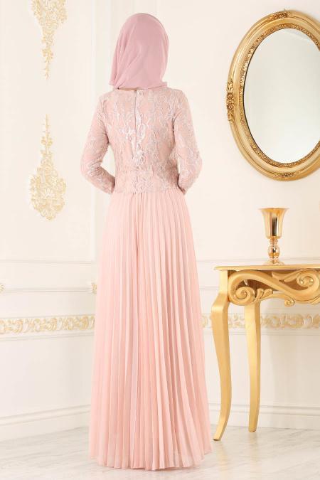 Rose Poudré - Tesettürlü Abiye Elbise - Robes de Soirée 8240PD - 3