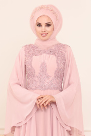 Rose Poudré - Tesettürlü Abiye Elbise - Robes de Soirée Hijab 4675PD - Thumbnail