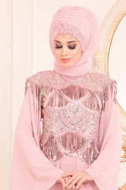 Rose Poudré - Tesettürlü Abiye Elbise - Robes de Soirée Hijab 46790PD - Thumbnail