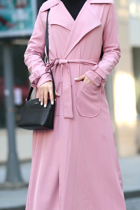 Rose Poussiéreuse- Nayla Collection - Manteau Hijab 53520GK - 3