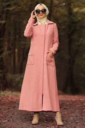 Rose Poussiéreuse - Nayla Collection - Manteau Hijab 53980GK - 1