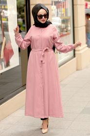 Rose Poussiéreuse - Nayla Collection - Manteau Hijab - 5454GK - Thumbnail