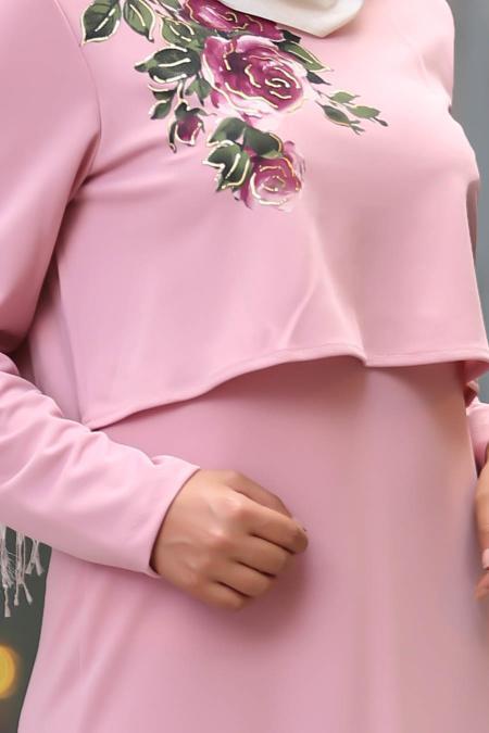 Rose Poussiéreuse- Nayla Collection - Robe Hijab 100395GK - 3