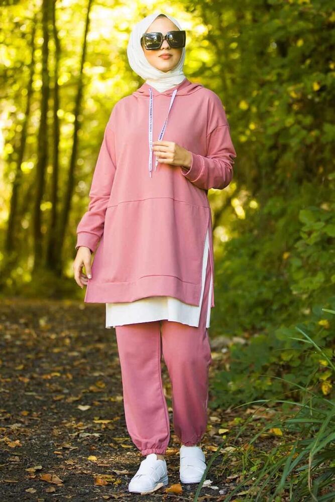 Rose Poussiéreuse - Neva Style - Ensemble Décontracté Hijab - 5029GK - 1