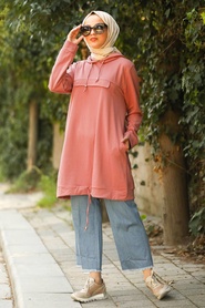 Rose Poussiéreuse - Neva Style - Sweat-shirt et tunique - 41232GK - Thumbnail