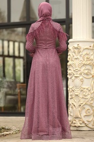 Rose Poussiéreuse - Tesettürlü Abiye Elbise - Robe de Soirée Hijab - 3940GK - Thumbnail