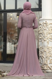 Rose Poussiéreuse - Tesettürlü Abiye Elbise - Robe de Soirée Hijab - 39850GK - Thumbnail