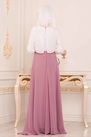 Rose Poussiéreuse - Tesettürlü Abiye Elbise - Robe de Soirée Hijab - 86590GK - Thumbnail