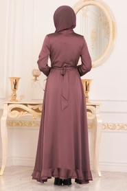 Rose Poussiéreuse-Tesettürlü Abiye Elbise-Robes de Soirée-2307GK - Thumbnail