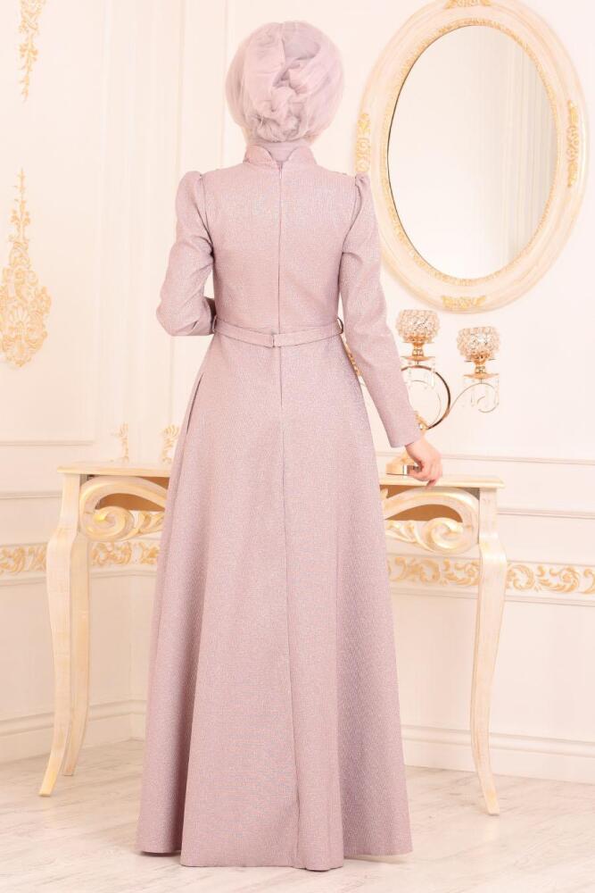 Rose Poussiéreuse - Tesettürlü Abiye Elbise - Robes de Soirée 36540GK - 3