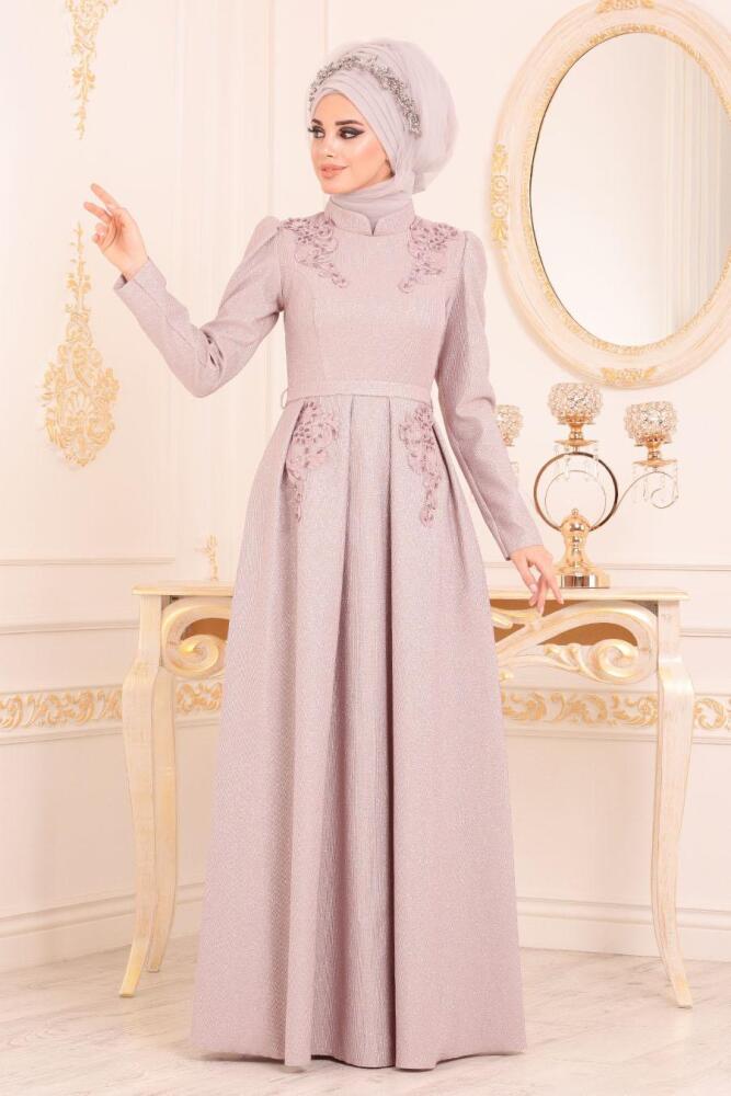 Rose Poussiéreuse - Tesettürlü Abiye Elbise - Robes de Soirée 36540PD - 2