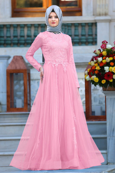 Rose - Tesettürlü Abiye Elbise - Robe de Soirée Hijab 4419P