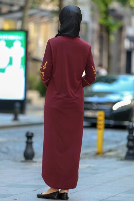 Rouge Bordeaux - Nayla Collection - Abaya Turque 985BR - 2