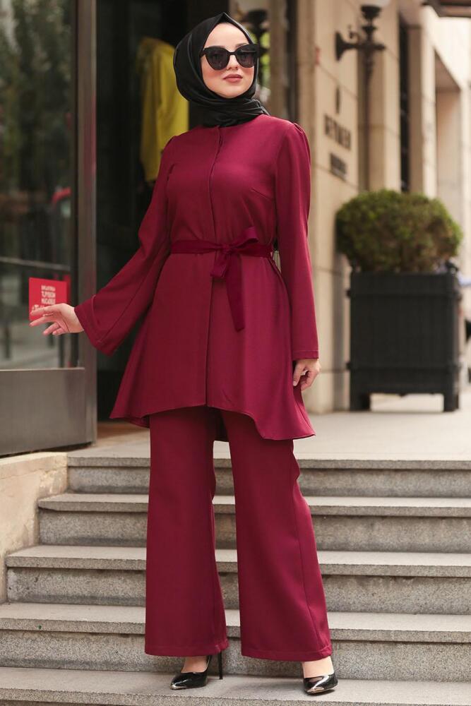 Rouge Bordeaux- Nayla Collection - Combination Hijab 143BR - 1