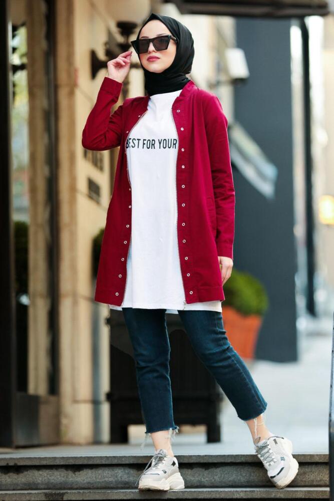 Rouge Bordeaux - Nayla Collection - Combination Hijab 50070BR - 2