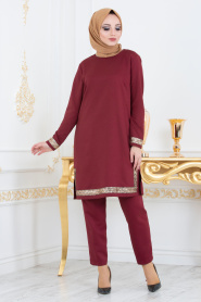 Rouge Bordeaux - Nayla Collection - Combination Hijab 5417BR - Thumbnail