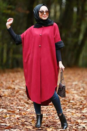 Rouge Bordeaux - Nayla Collection - Hijab Poncho 6040BR - 1