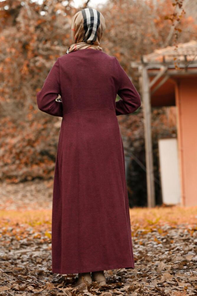 Rouge Bordeaux - Nayla Collection - Manteau Hijab 2446BR - 4