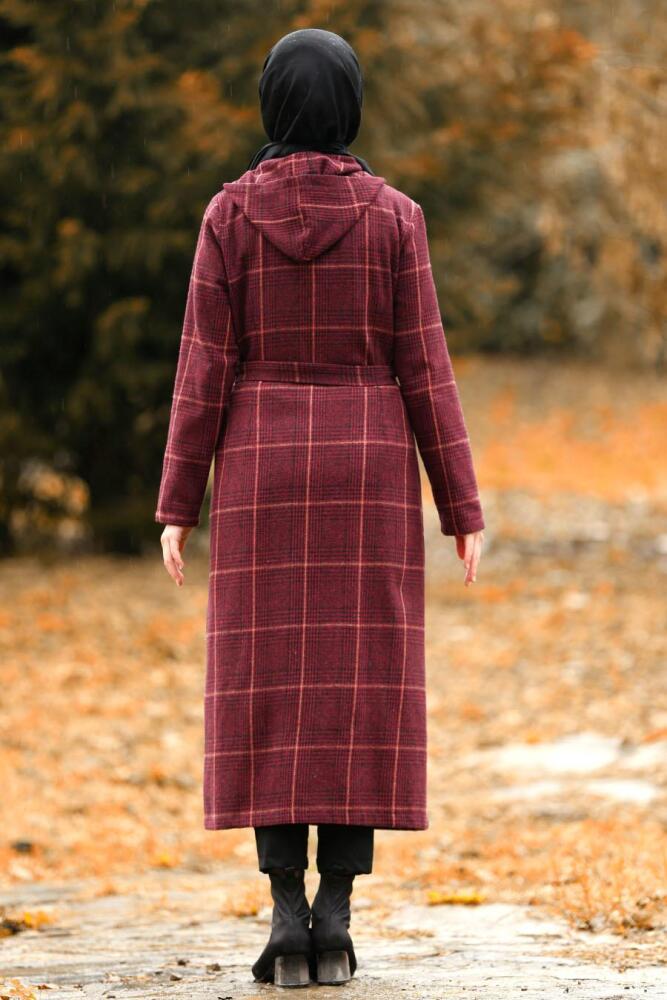 Rouge Bordeaux - Nayla Collection - Manteau Hijab 4427BR - 2