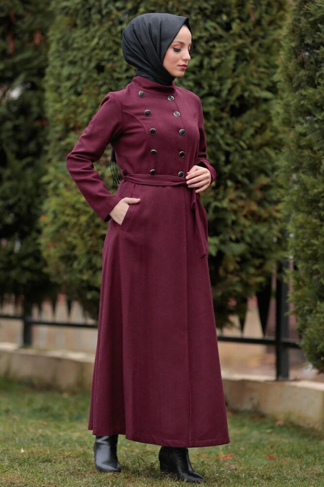 Rouge Bordeaux - Nayla Collection - Manteau Hijab 4430BR - 1