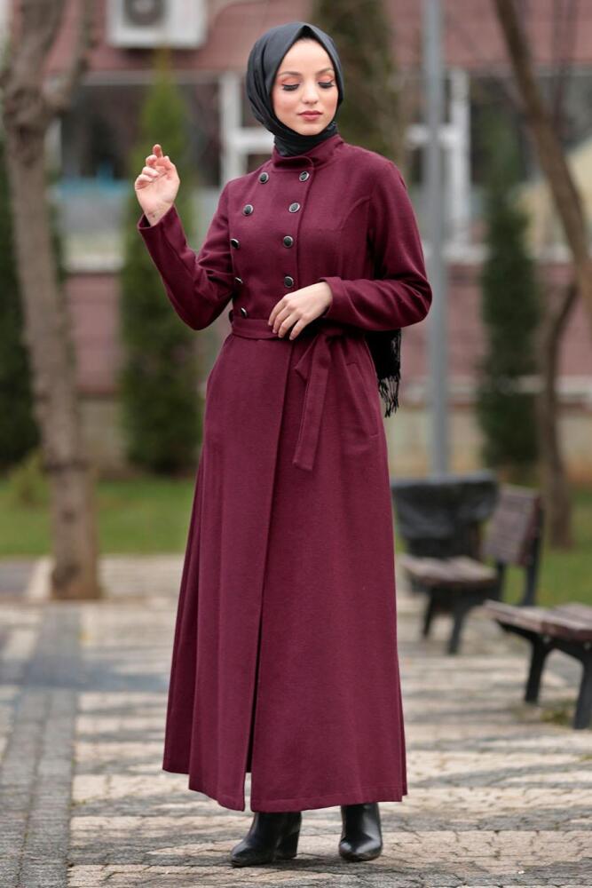Rouge Bordeaux - Nayla Collection - Manteau Hijab 4430BR - 2