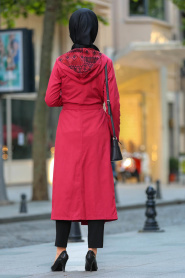 Rouge Bordeaux- Nayla Collection - Manteau Hijab 51020BR - Thumbnail
