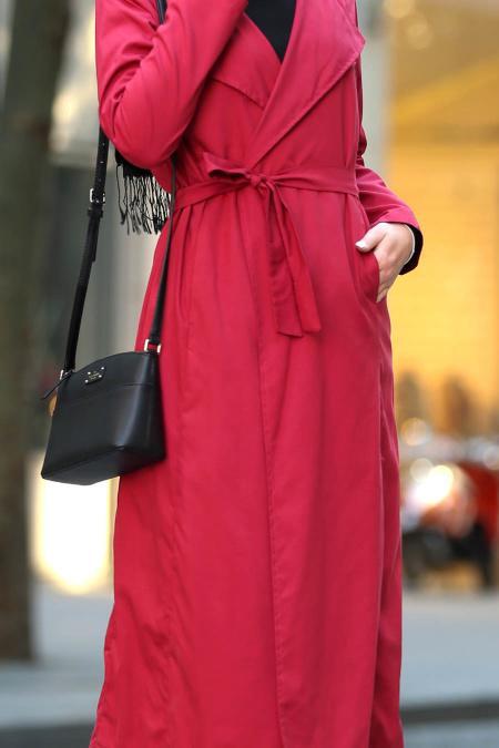 Rouge Bordeaux- Nayla Collection - Manteau Hijab 51020BR - 3