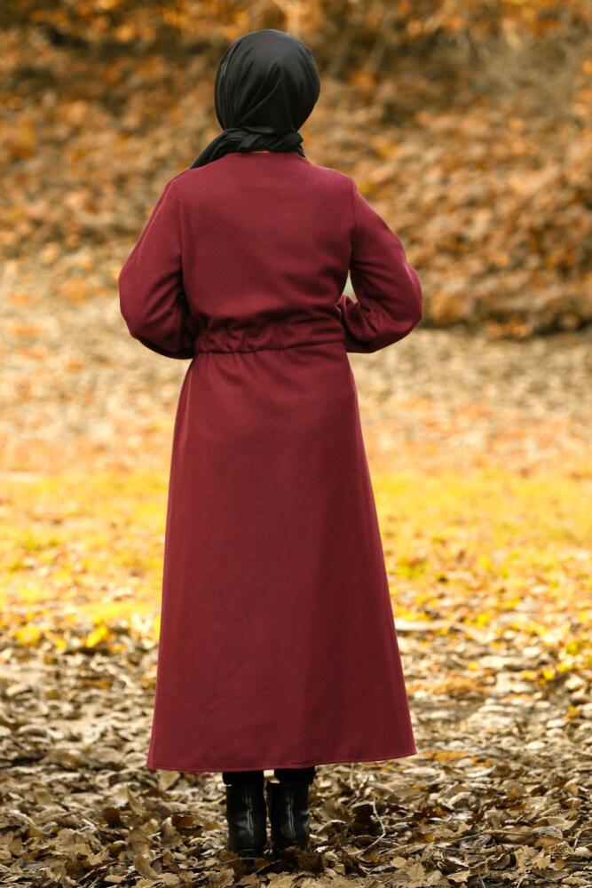 Rouge Bordeaux-Nayla Collection - Manteau Hijab 5409BR - 2