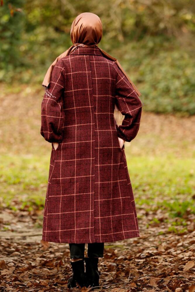 Rouge Bordeaux - Nayla Collection - Plaid Manteau 54070BR - 2