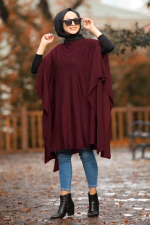 Rouge Bordeaux - Nayla Collection - Poncho Hijab 20021BR - 1