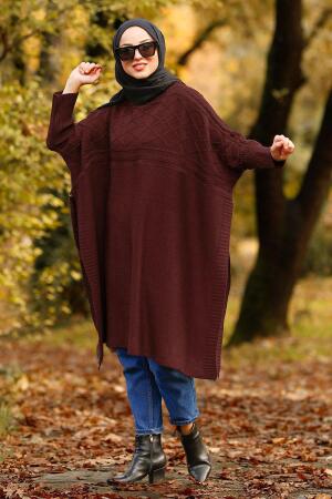 Rouge Bordeaux - Nayla Collection - Poncho Hijab 21040BR - 1