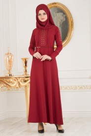 Rouge Bordeaux - Nayla Collection - Robe Hijab 10110BR - Thumbnail