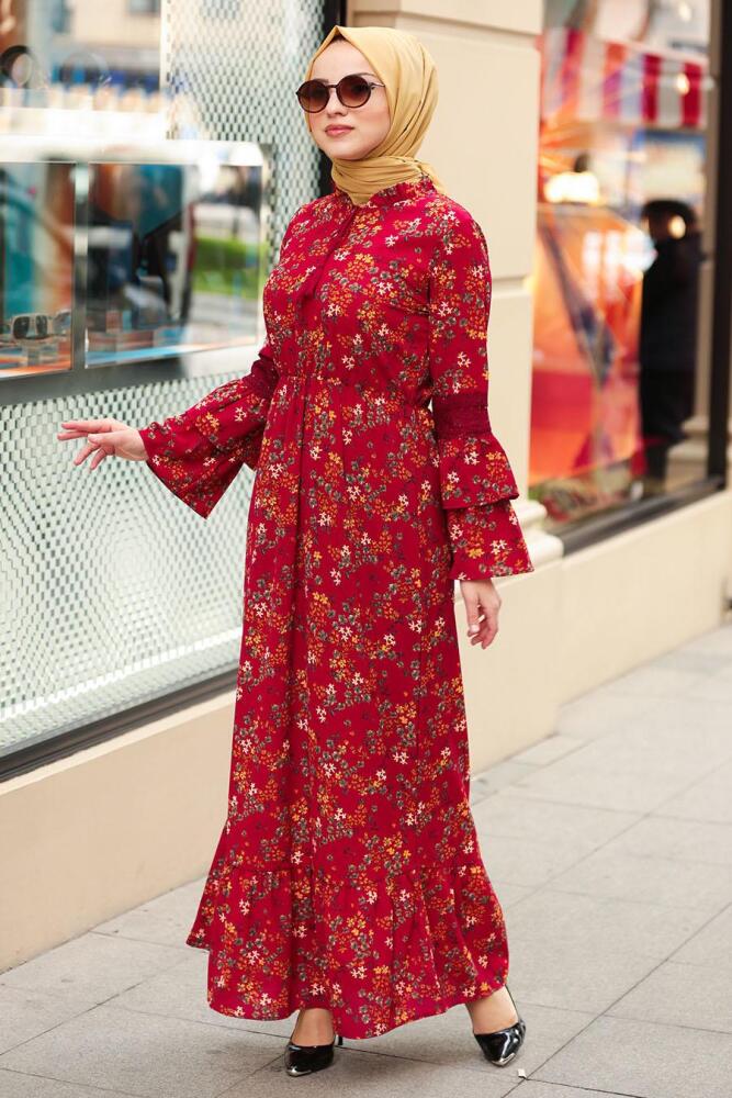 Rouge Bordeaux- Nayla Collection - Robe Hijab 1253BR - 1